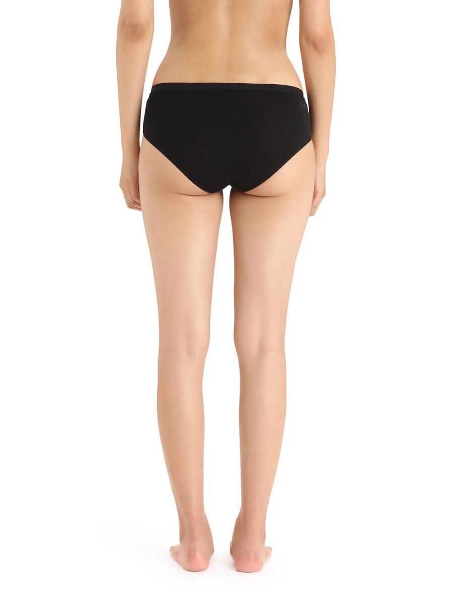 Women's Icebreaker Merino Siren Hipkini Briefs Underwear Black | CA 1218ZUTG